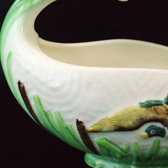 SylvaC Pottery Planter Flying Duck with Cattails, Made in England - Picture 3 of 5